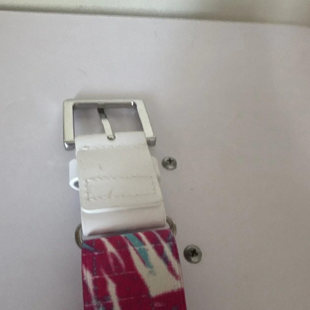 Under Armour Women's Fashion Belt White Pink Blue Abstract Adjustable Buckle